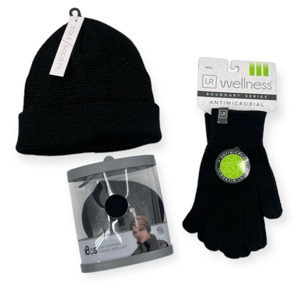 ~Sole Society Men's Beanie Ear Muff and Glove Bundle NEW - Picture 1 of 11